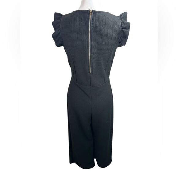 Caution To The Wind Textured Black Ruffle Sleeve Jumpsuit Size Medium Back Zip - Picture 6 of 10